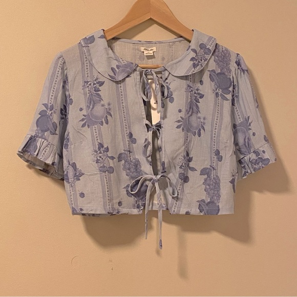 UO - Blue Kimchi - Saturday Tie Front - Cropped Top - M - Picture 2 of 9